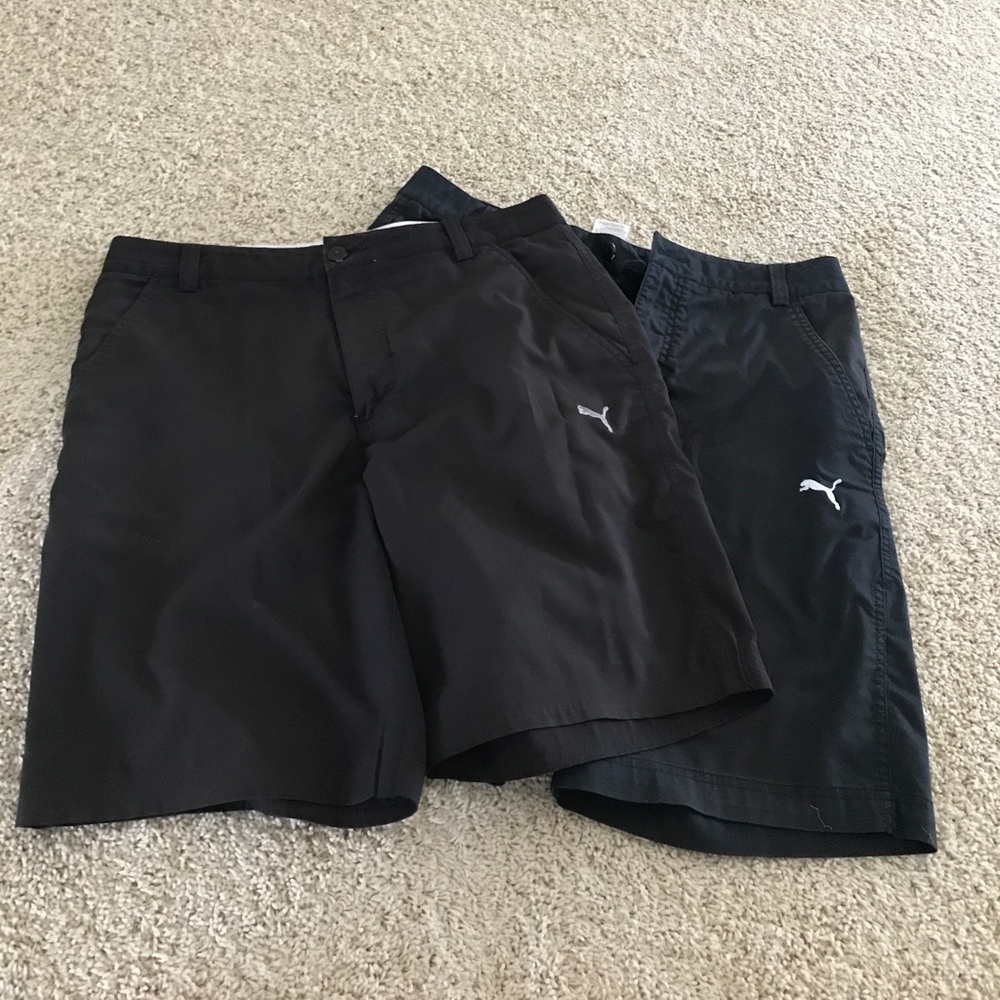 black puma golf shorts